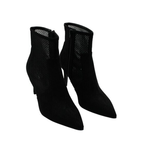 Alfani Womens Black Mesh Cushioned Jamari Pointed Toe Stiletto Zip-up Dress Boot - Picture 2 of 8